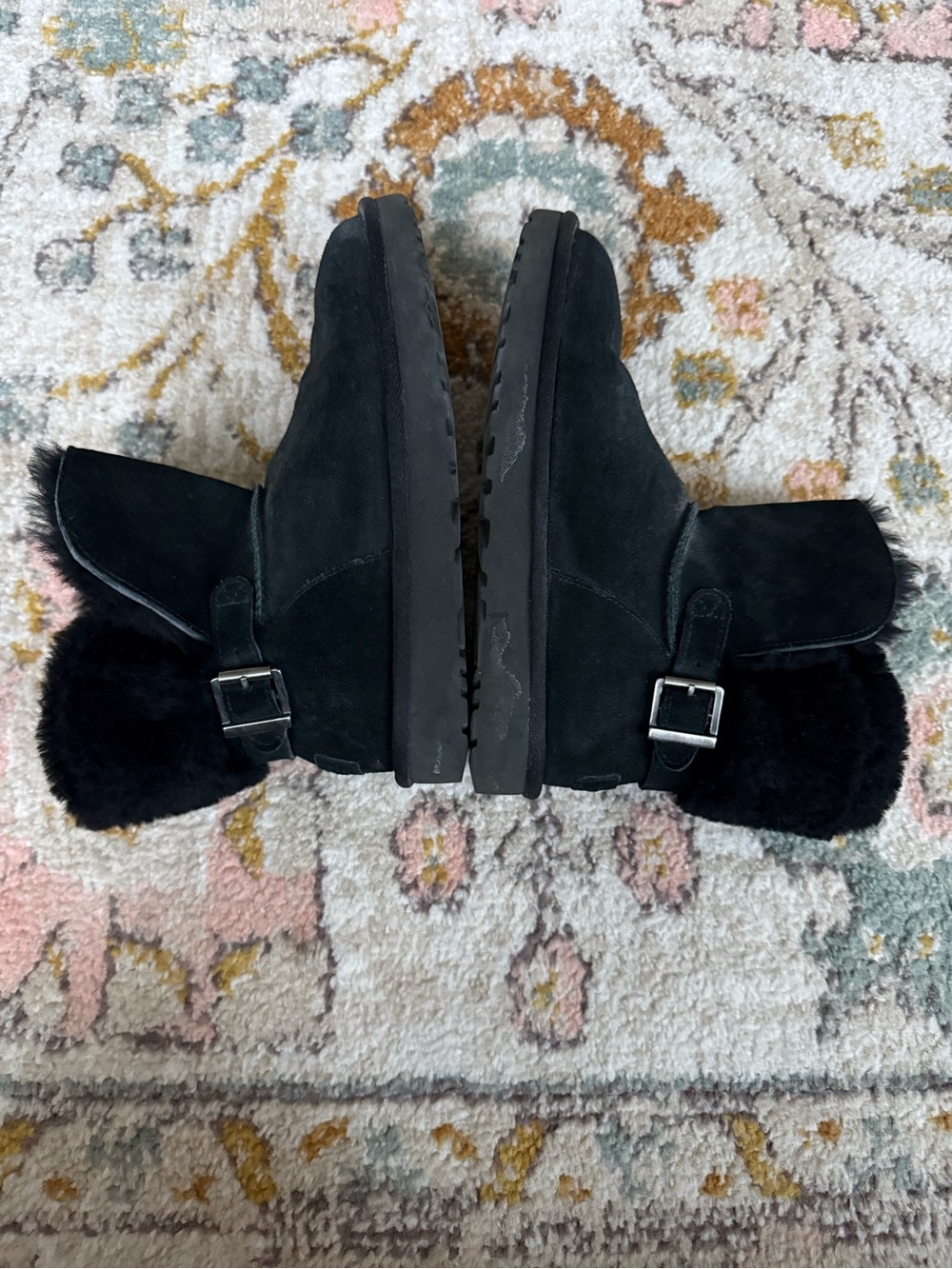 UGG Karel Genuine Shearling Lined Boot Black Suede Size 9 - Picture 3 of 9